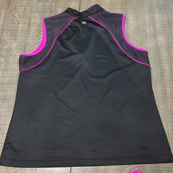 Tail Louisa Sleeveless Mini Mock Golf Shirt SUGAR RUSH with coordinating skort. - Picture 5 of 12